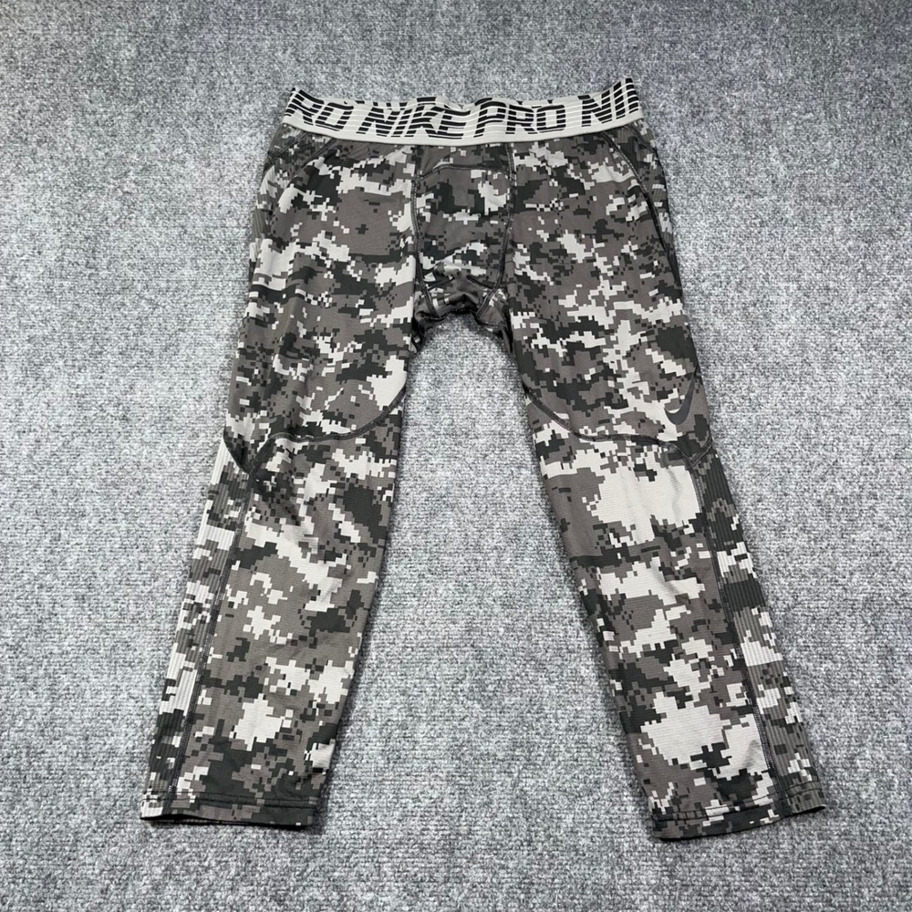 Nike Pro Hypercool Compression Leggings Mens 2XL Digital Camo Grey 932418-037